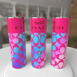 Coach Vibrant Pink Stainless Steel Tumblers